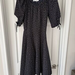 bishop + young Navy Floral Midi Dress